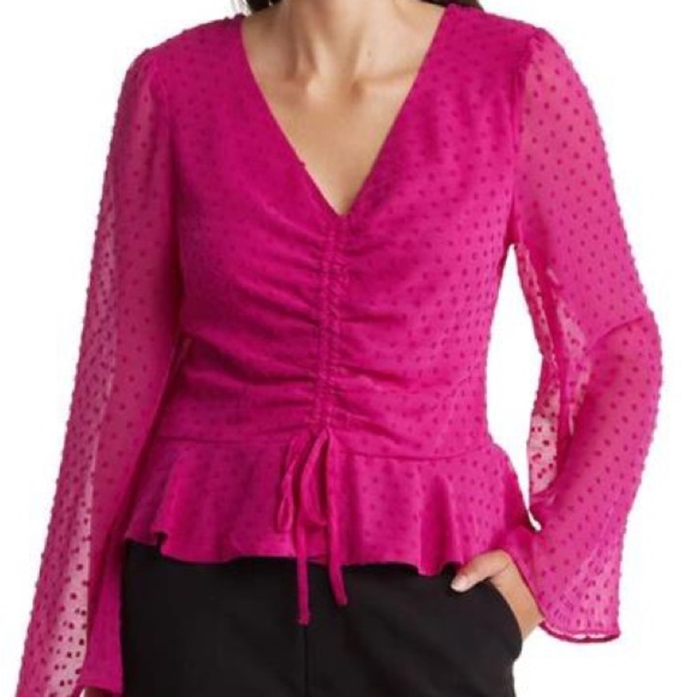 NWT 1. State ruched front dot top - Picture 1 of 4